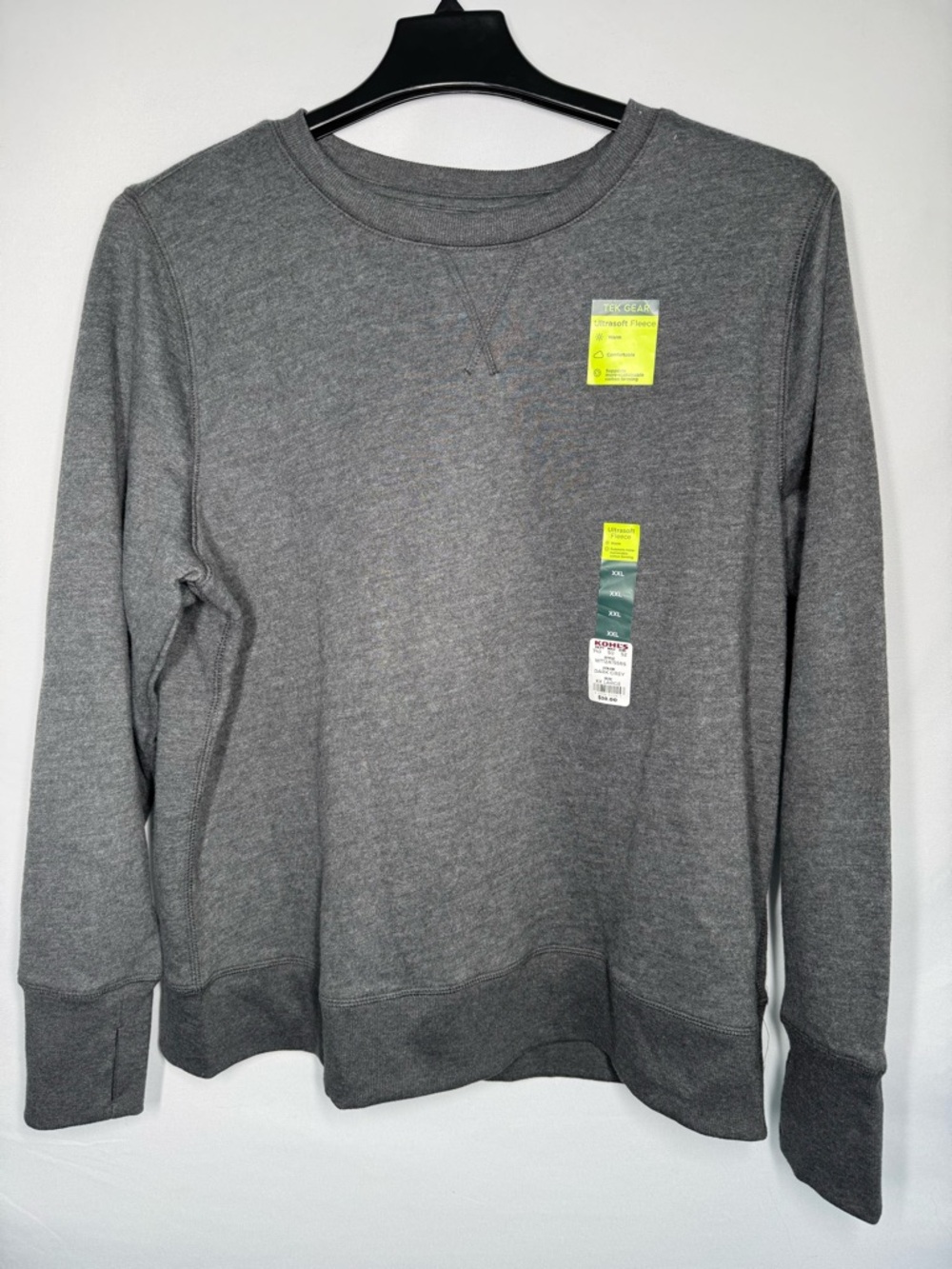 ❤️3/$30 NWT Tek Gear Ultrasoft Fleece Crewneck Sweatshirt - Dark Gray - Size XXL